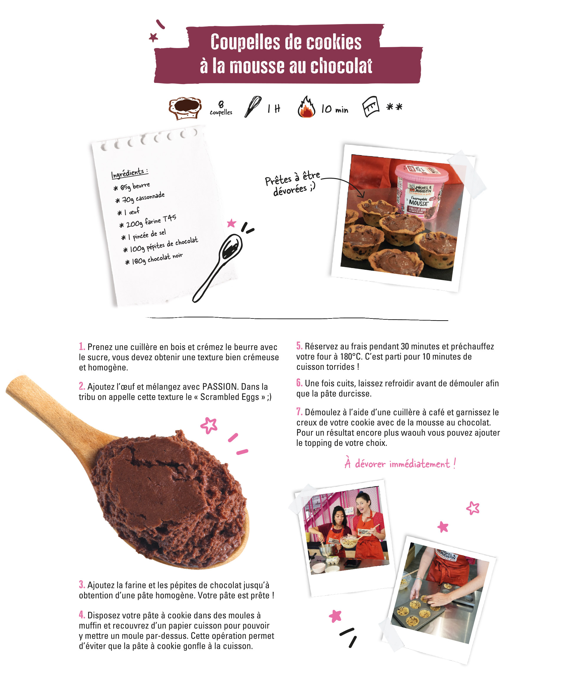 Coupelles de cookies à la mousse au chocolat - Michel et Augustin
